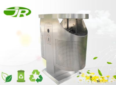 China Outside Stainless Steel Waste Bin Separation Removable 2 Compartment For Garden for sale