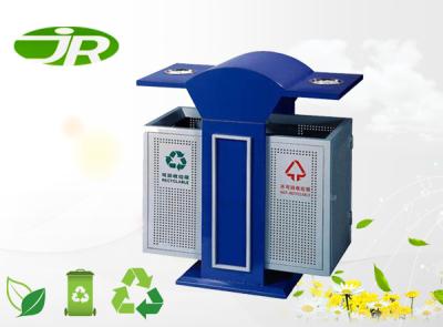 China 2 Compartment Steel Waste Bin Anti - Corrosion  Square Classify for sale