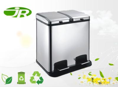 China Stainless Steel Square Household Waste Bin Rectangular Pedal 40L for sale