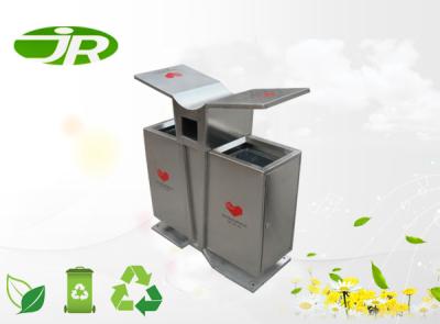 China Customized Stainless Steel Trash Cans Garden Waste Bin 2 Classification Square for sale