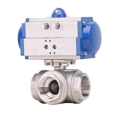 China General Pneumatic Three Way Stainless Steel Internal Steam Screw Thread Ball Valve L Type High Temperature Resistant L Type for sale