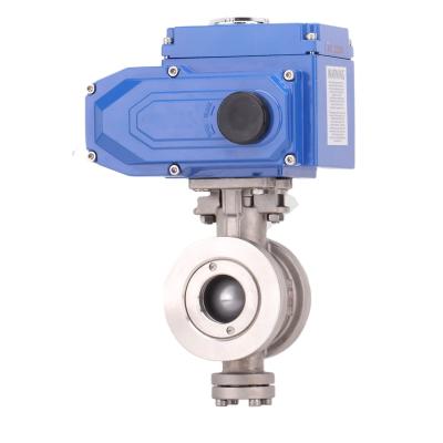 China Industry HGZK Electric Wafer Type V Type Ball Valve Pulp Dusty Gas Particle Corrosion Resistant Cutoff Ball Valve for sale