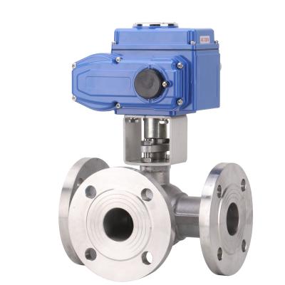 China Industry flange electric three way changeover ball valve cast stainless steel control valve steel type reversing remote control valve TL for sale