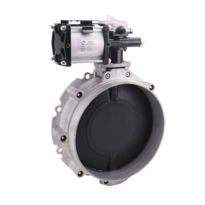 China General DN100 4 Inch Double Flange Single Flange Malleable Iron Dust Pneumatic Butterfly Valve for sale