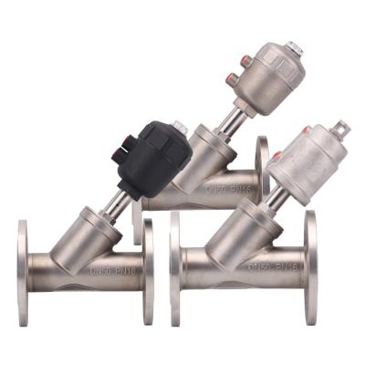 China General 304 Stainless Steel Flange Angle Seat Valve Pneumatic Valve Auto Control Pneumatic Valve for sale