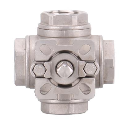 China General Stainless Steel Internal Thread Platform Four Way Ball Valve The Top Can Be Installed Handle Pneumatic Electric Head for sale