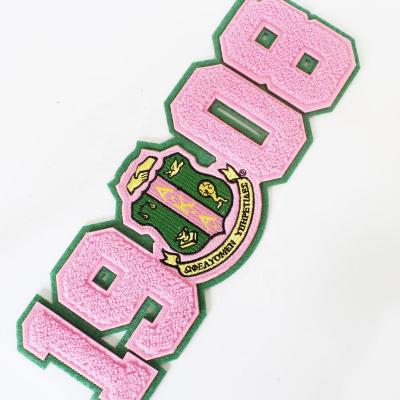 China Machine Embroidery 1908 Custom Twill Tear Off For Embroidery Patches Letters 3d Heat Transfer Embroidery Chenille Patches for sale