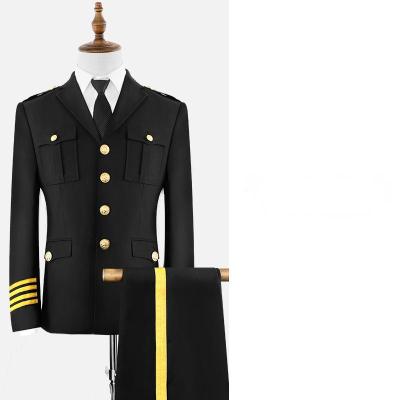 China Formal Events Ceremonial Uniform Dark Blue Breathable With Gold Buttoned Jacket for sale