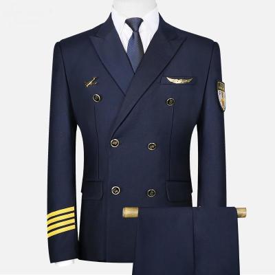 Chine Uniforme cérémonielle bleu foncé 100% polyester avec pantalon à pattes droites à vendre