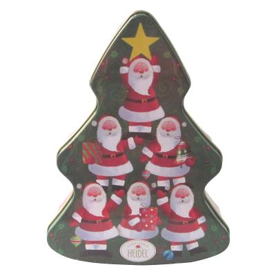 China Recycled Materials Factory Hot Sale Custom Design Christmas Tree Shape Tin Box For Candy Cookies Packaging for sale