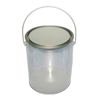 China Clear PVC / PET Can With Handle Factory Hot Sale Custom Food Gift Wrap Sealed Transparent Clear Window PVC Cans Tin Box With Handle for sale