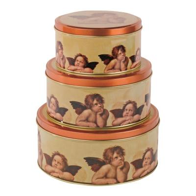 China 2pcs-3pcs Tins Nested In A Set Metal Round Christmas Gift Cupcake Packaging Tins Empty Box Brownie Baking Cake Cookie Biscuit Tin Can 3 Set for sale