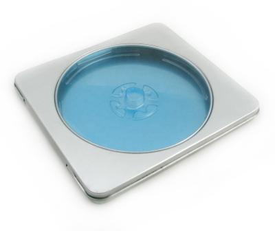 China Food Making Custom Rectangle Slim CD DVD And Card Metal Tin Case Box With PVC Window Hinge for sale