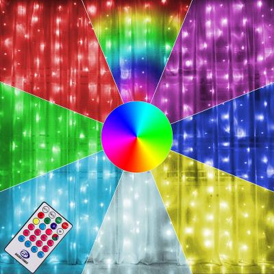 China LED Curtain Light Twinkle Star Window Curtain Lights, Christmas Rainbow RGB Color Changing 64 Functional with Outdoor, or Wedding, Party, Outdoor for sale