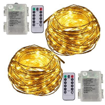 China Micro Led String Light Party Holiday Garden Christmas Micro Led Copper Wire Lights Starry Fairy Battery Operated Lichterkette With Remote 8 Functions for sale