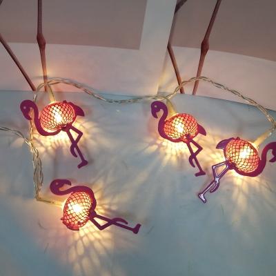 China 2021 Christmas indoor and outdoor decorative electric fairy lights led string light with metal flamingo room shop decoration for sale