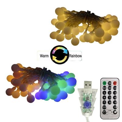 China String Light with 3D Indoor and Outdoor WRGB USB 11 USB Christmas Ball Light Work Remote String Light for sale