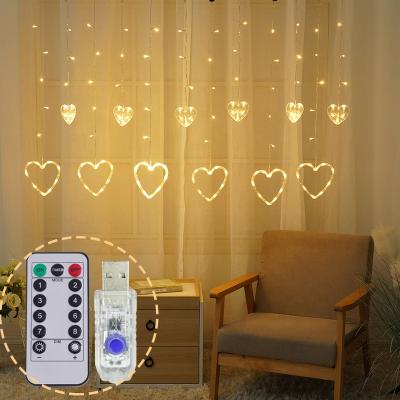 China 2021 Beautiful New Design 12 LED Star Curtain Light 138LED Window Curtain Fairy USB Light For Wedding Party Bedroom With 8