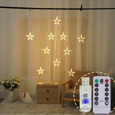 China New Design Outdoor Indoor Decoration USB Powered LED Window Curtain Fairy Lights With Star for sale