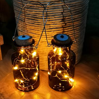 China Copper Wire Light with Battery LED Glass Bottle Copper Wire String Light with Handle for Holiday Decoration for sale