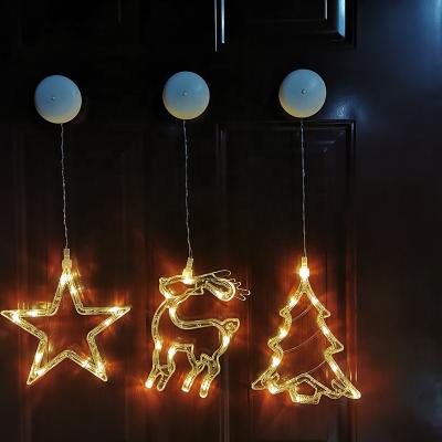 China Decorative Led Window 10 Led Sucker Light Indoor Windlow Hanging Light Christmas Decorations With Suction Deer Santa Snowman Christmas Tree Star Decor for sale