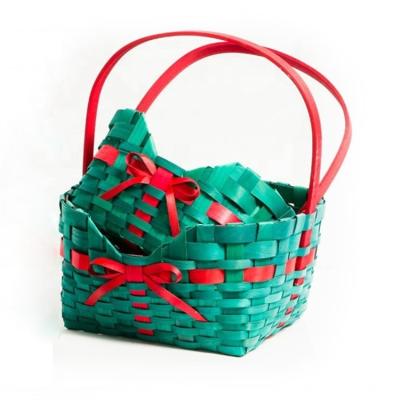 China Sundayhome Sustainable Handmade Valentines Day Baby Woven Wooden Baskets For Christmas Gifts for sale