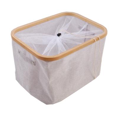 China Sundayhome Storage Basket Organization Storage Laundry Hamper Sustainable Canvas Bamboo for sale