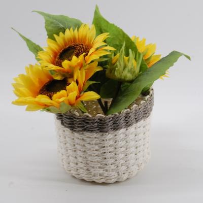 China Eco-Friendly Sustainable Paper Basket Storage Rope Indoor Sundayhome Planter for sale