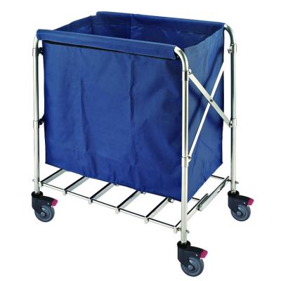 China Storage Foldable Canvas Cart Frame Hotel Stainless Steel Canvas Truck For Laundry for sale