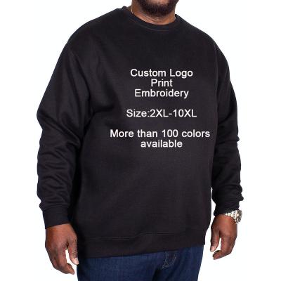 China Wholesale Custom Wholesale Men's Big & Tall Men's Oversized Empty Cotton Terry Pullover Fleece Sweatshirt 6XL 8XL Anti-Shrink Crewneck Sweatshirt for sale