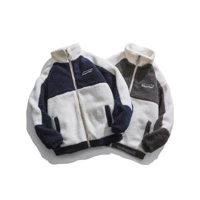 China Anti Shrink Couples Street Wear Plus Oversized Sherpa Hoodie Jacket Unisex With Striping 100% Polyester Regular Sleeve For Winter Plain Dyed for sale