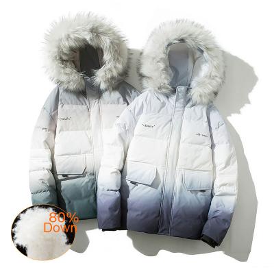 China Viable Winter Color Progressive Anorak Jackets Coat Outdoor Stripper Duck Goose Down Longer Men Quilted Shell Jacket 100% Polyester for sale