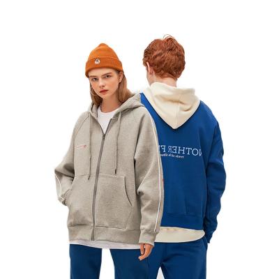 China Breathable Wholesale Women Autumn Cotton Couples Clothing Couples Oversized 100% Unisex Sleeve Jackets Zip Up Hoodies Jumper Hooded Printed Fleece for sale