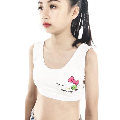 China Breathable Cartoon Cat Printed Bra No Steel Bra Girls Underwear Girls Cotton Vest Cute Ring Sports Bra for sale