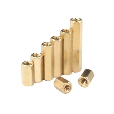 China Hex Coupling Nuts Pillar Isolation Pillar Column Support Column ALLOY Customized Brass Metric Double Pass Copper Fasteners for sale