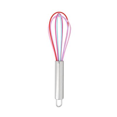 China Amazon Hot Selling Viable Silicone Egg Beater 8 Inch Colorful Hand Eggbeater Silicone Egg Beater Mini Small for sale