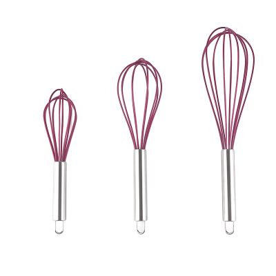 China Viable Beater Egg Beater Sets 3 Pcs Baking Tools Egg Beater Stainless Steel Hand Silicone Beater Sets for sale