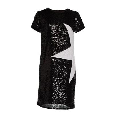 China Hollywood Fashion Sequin Shortsleeve Star Applique Mini Shift Dress Women Anti-Static Cocktail Dress for sale