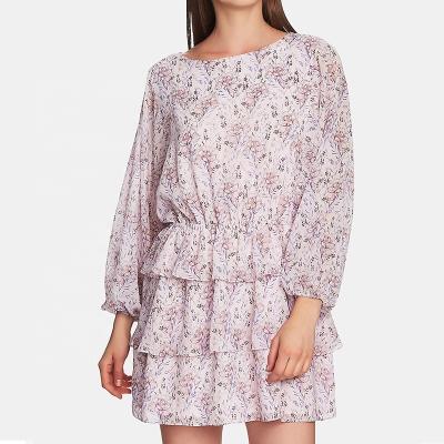 China Europe design chain full floral print anti-static alibaba elegant fashion ladies dress for sale