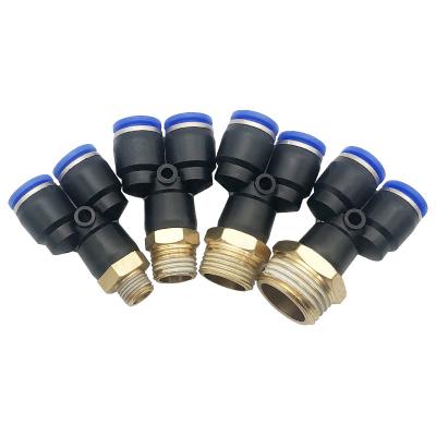 China Flattening Y Type Three Way Brass Pneumatic Connector Pneumatic Connector Wire Air Connector Wire Hotels PX Pneumatic Quick Connector for sale