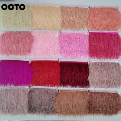 China Ostrich Feather Wholesale 56 Ready-to-ship Colors 8-10CM Feather Trim Lace Tassel Fabric 10-15cm Ostrich Trimming Fringe for sale