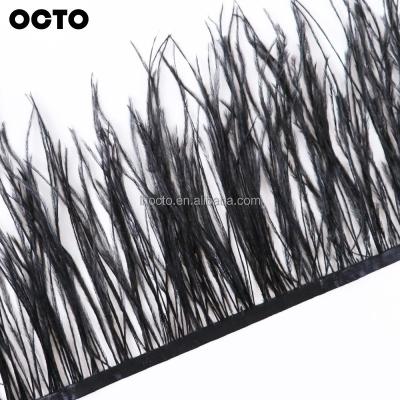 China Sewing 15-18CM Long Black Ostrich Feather Dress Accessories DIY Sewing Costumes Fringe Trim Ribbon Fabric Lace Trimming for sale