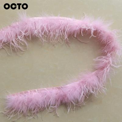 China Customization 9-11cm DIY Ostrich Blend Marabou Feather Fringe Fringe Trim Satin Sewing Fluffy Ribbon Pajamas Accessories Robe Gowns Trimming Lace for sale