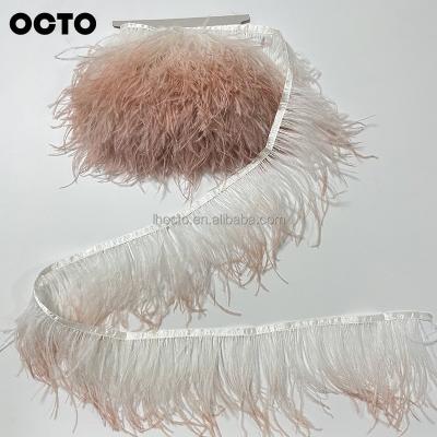 China Dress Accessories Dress Wedding Dress Accessory 15-18cm Couture Ombre Color Ostrich Feather Fringe Trimming Lace Trimming for sale