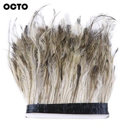 China Dress Accessories 10-20CM Decorative Natural Color Emu Feather Fringe Fringe Trim Satin Ribbon Trimming Lace for sale