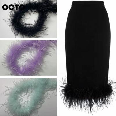 China Wholesale Ostrich Feather Fluffy 1 Ply Black Ostrich Feather Boa Wedding Marabou Feathers Trim Couture Fringe Costume Luxe for sale