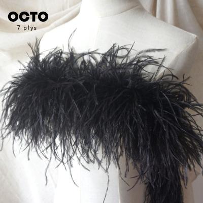 China Luxury Thick White Black White Fluffy Ostrich Feather Boa Trim Soft Sewing Scarf 7 Plys Ostrich Feather For Costume Party Wedding for sale