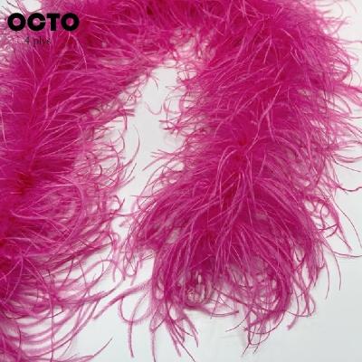 China Luxury Dressing Accessories 4 Plys Solid Color Matched Ostrich Feather Boa Fluffy Trim Sewing Scarf For Costume Party Wedding Handcrafts for sale