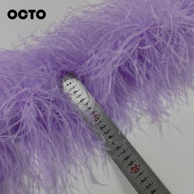 China Ostrich Feather Carnival Wedding Costume Events Party 6 Plys Ostrich Feather Boa Trimming Thick Purple Fluffy Scarf 15-18cm for sale