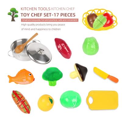 China Play Food Weiqitonghua Children Pretend Game Cooking Toy Cutting Fruit Vegetable Stainless Steel Cookware Child Kitchen Set Toy For Girl for sale